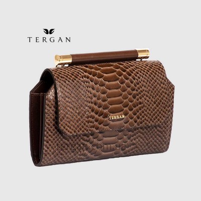 Сумка Женская Кожаная TERGAN 5806 KUM-PYTHON / KUM-ANALİN Кофейный