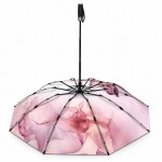 Женский складной зонт автомат Три Слона N7567 Pink Peony черный 10 спиц