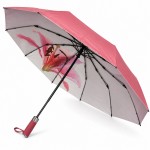 Женский складной зонт автомат Три Слона N7567 Pink Lily красный 10 спиц