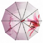 Женский складной зонт автомат Три Слона N7567 Pink Lily красный 10 спиц