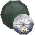 Женский складной зонт автомат Три Слона N7567 White Lily зеленый 10 спиц
