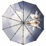 Женский складной зонт автомат Три Слона N7567 White Lily зеленый 10 спиц