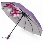 Женский складной зонт автомат Три Слона N7567 Lilac Magnolia фиолетовый 10 спиц