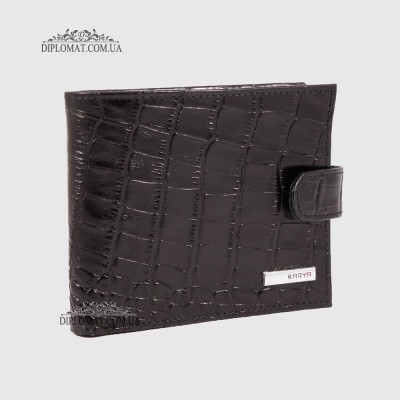 Портмоне мужское KARYA 0431 кожаное с монетницей и отделением на молнии 53 Black Croco