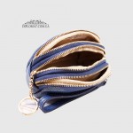 Косметичка-Ключница EMANUELA FERRETTI 0026 Кожаная Маленькая на 3 отделения на металлической молнии  BLUE floater Синий