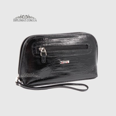 Косметичка женская Кожаная с карманом на молнии BUTUN B.665 005001 Lizard Black