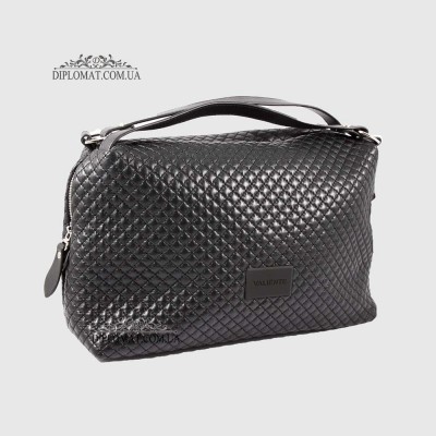 Сумка Женская Кожаная VALIENTE 892 Средняя Отделение на металлической молнииSHANTAL Black PRADA Black