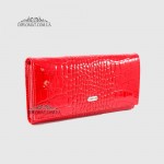Кошелек женский CANPELLINI 2037 Классический На прямую купюру На кнопке  P142 RED LACK CROCO Красный  Красный