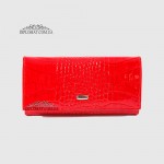 Кошелек женский CANPELLINI 2037 Классический На прямую купюру На кнопке  P142 RED LACK CROCO Красный  Красный