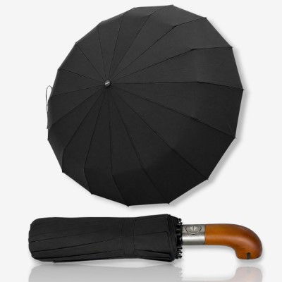 Зонт автомат c деревяной ручкой Три Слона N7577 Pongee BLACK
