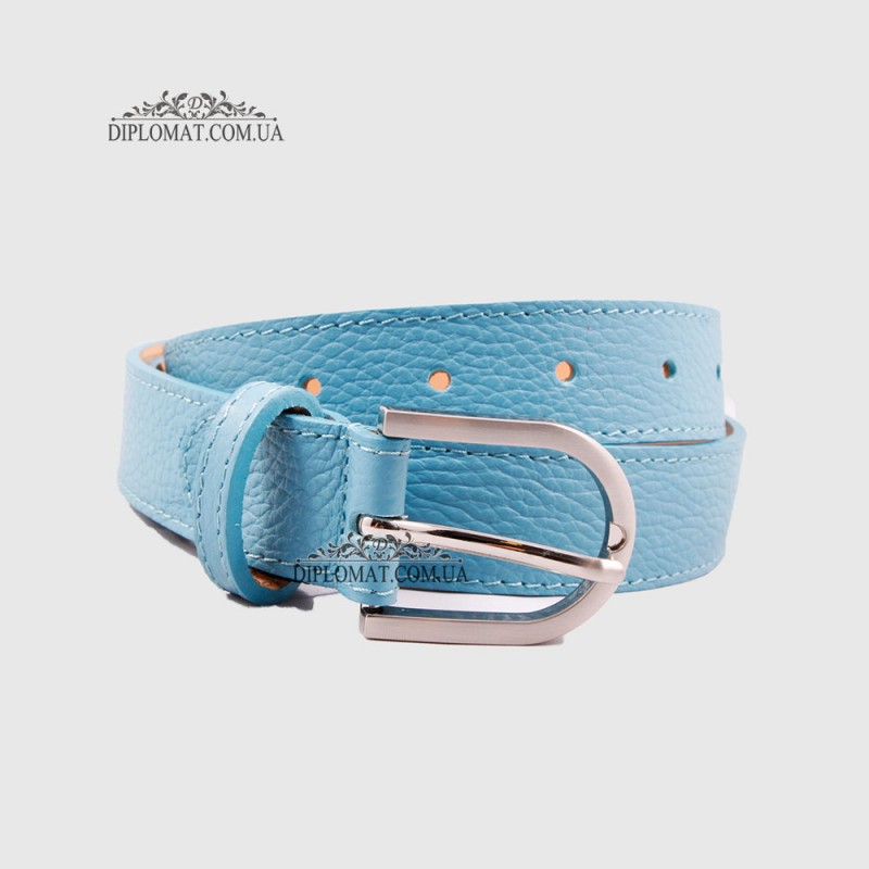 Ремень женский GIADA PELLE BELT 202107 Кожаный Универсальный L.BLUE floater Синий