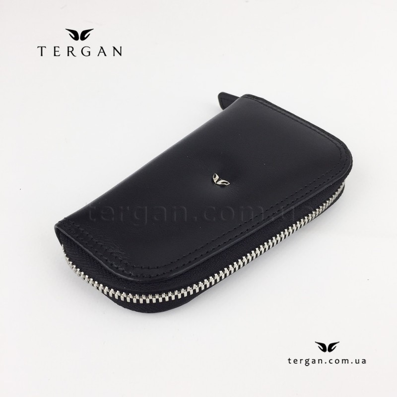 Ключница TERGAN 090 Кожаная на металлической молнии SIYAH VEGETAL Черный