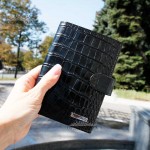 Вертикальное мужское портмоне для автодокументов и денег с монетницей KARYA 0927  53 Черный