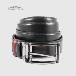 Ремень RINO 6711145229822 кожаный двухсторонний Черный и Коричневый  STD трендовый  цвет